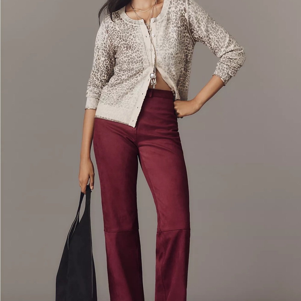 Anthropologie Sovere Avery High Rise Boot Cut Pants XL Cranberry